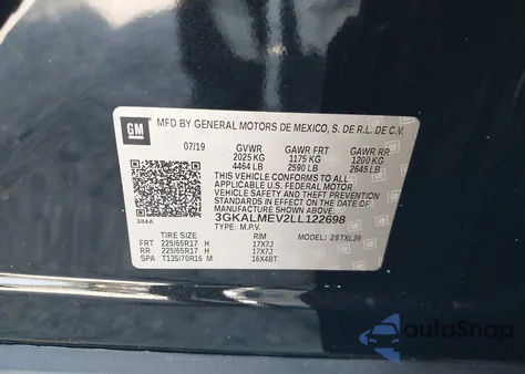 2020 GMC Terrain Fwd Sle from USA, damaged, VIN 3GKALMEV2LL122698